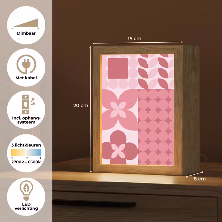 Gepersonaliseerde Lightbox - Abstract - Geometrisch - Patroon - Modern - Roze — 7