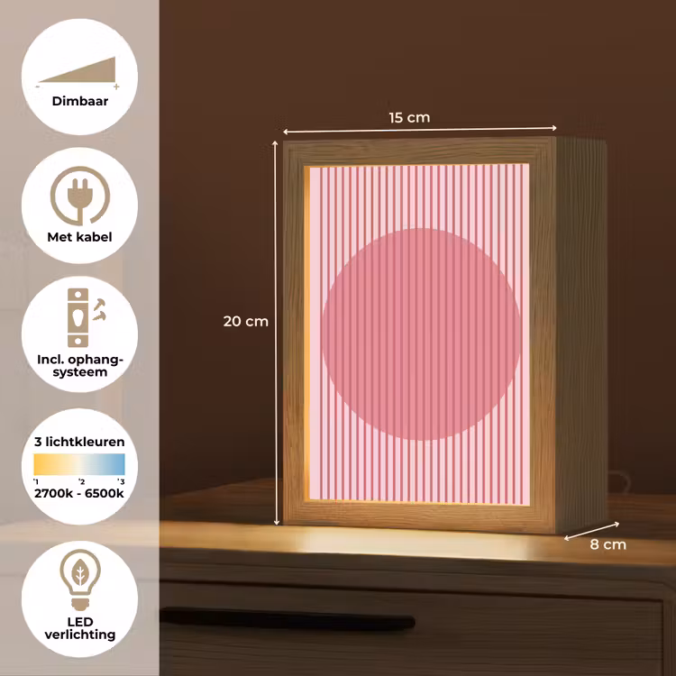Gepersonaliseerde Lightbox - Abstract - Strepen - Ovaal - Roze - Modern — 7