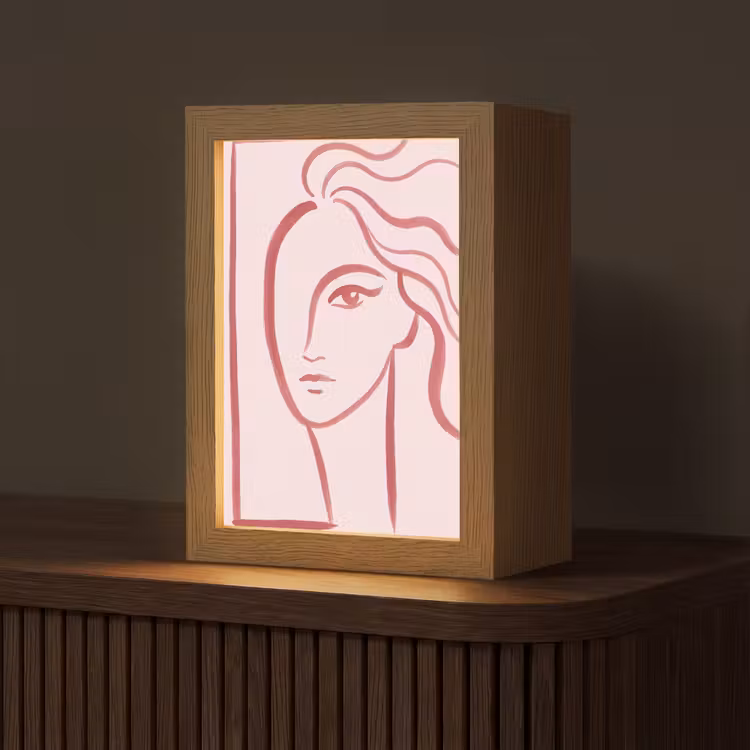 Gepersonaliseerde Lightbox - Vrouw - Portret - Abstract - Lijnkunst - Rood — 1