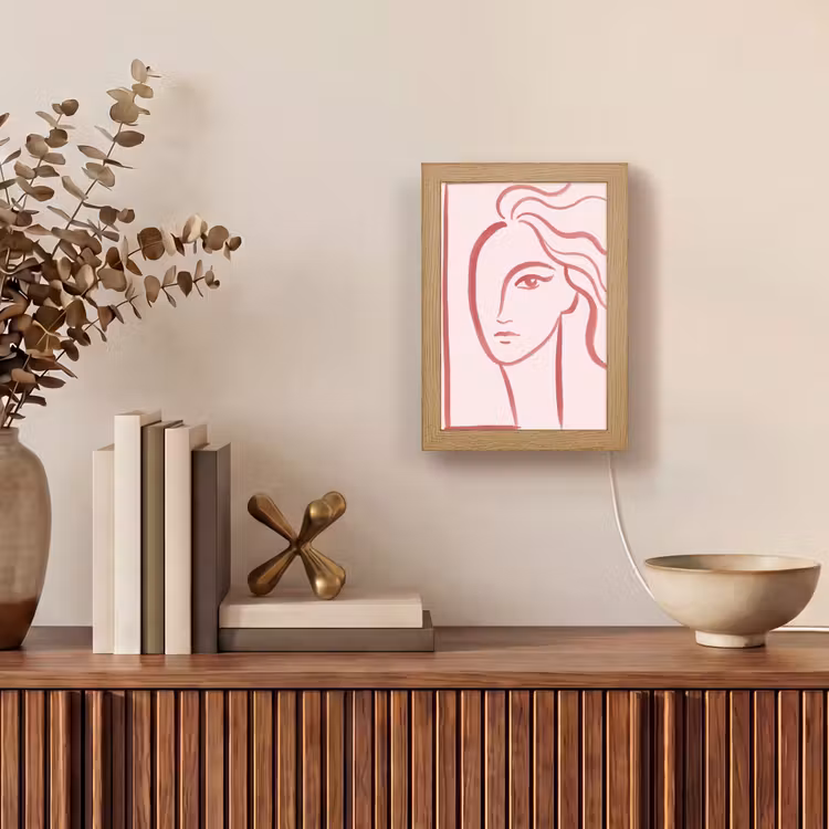 Gepersonaliseerde Lightbox - Vrouw - Portret - Abstract - Lijnkunst - Rood — 4