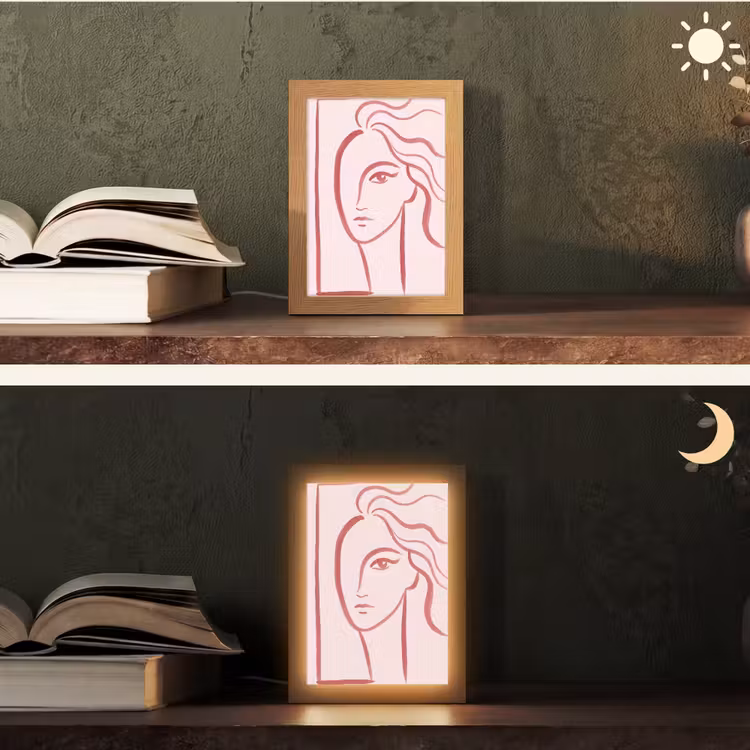 Gepersonaliseerde Lightbox - Vrouw - Portret - Abstract - Lijnkunst - Rood — 5