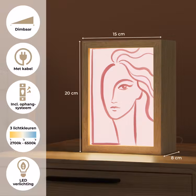 Gepersonaliseerde Lightbox - Vrouw - Portret - Abstract - Lijnkunst - Rood — 7