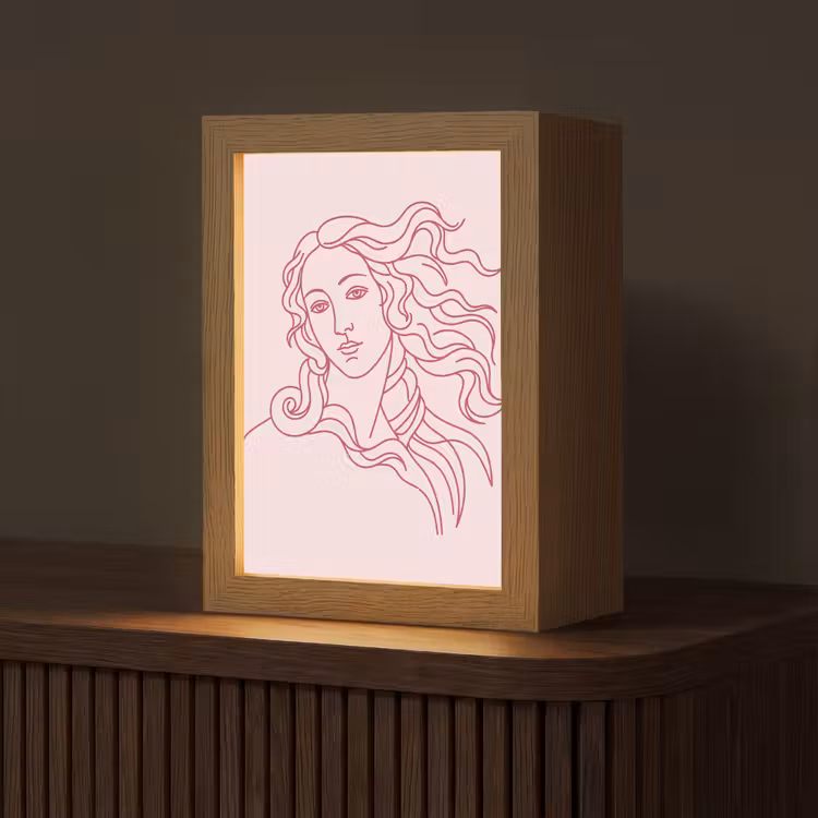 Gepersonaliseerde Lightbox - Vrouw - Portret - Klassiek - Line-art - Roze — 1