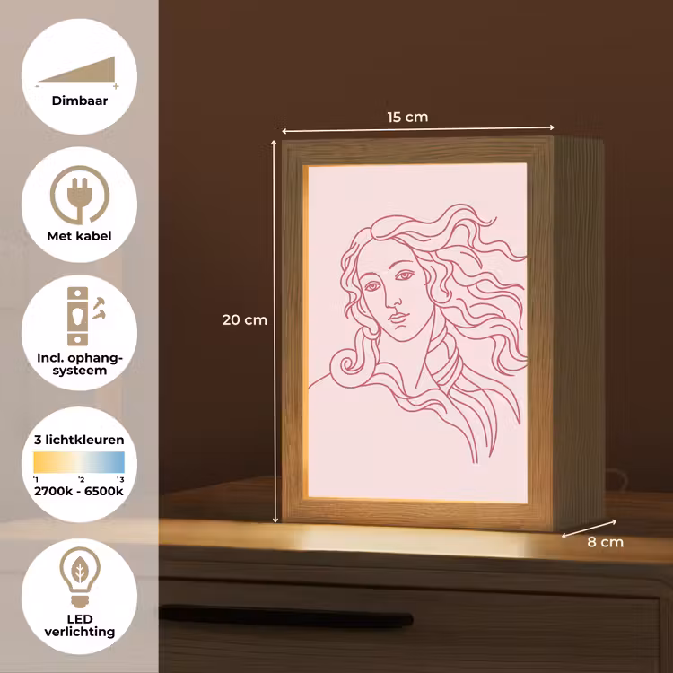 Gepersonaliseerde Lightbox - Vrouw - Portret - Klassiek - Line-art - Roze — 7