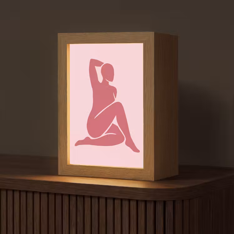 Gepersonaliseerde Lightbox - Vrouw - Silhouet - Abstract - Modern - Roze — 1