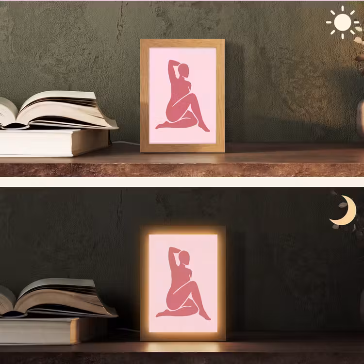 Gepersonaliseerde Lightbox - Vrouw - Silhouet - Abstract - Modern - Roze — 5
