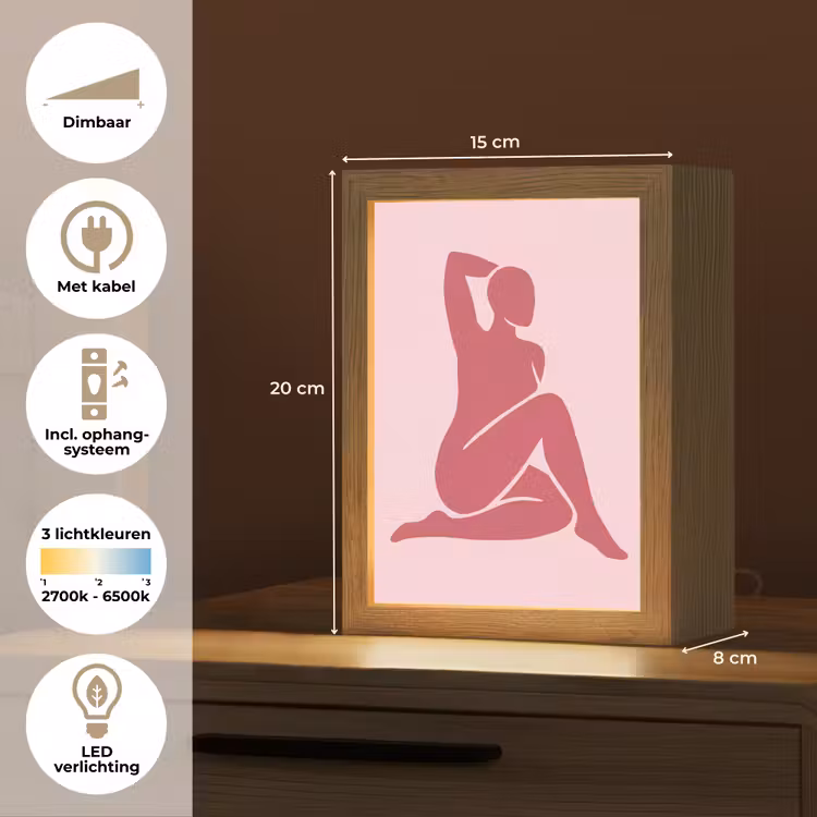 Gepersonaliseerde Lightbox - Vrouw - Silhouet - Abstract - Modern - Roze — 7