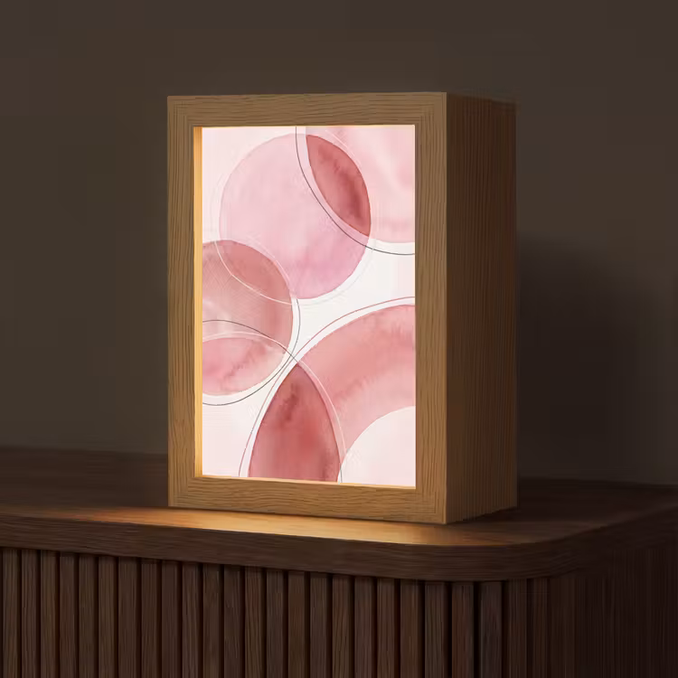 Gepersonaliseerde Lightbox - Abstract - Cirkels - Modern - Roze - Kunst — 1