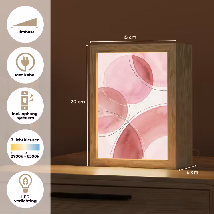 Gepersonaliseerde Lightbox - Abstract - Cirkels - Modern - Roze - Kunst — 7