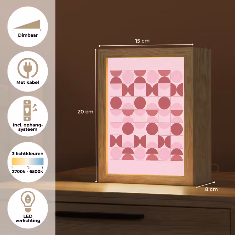 Gepersonaliseerde Lightbox - Abstract - Geometrisch - Cirkels - Roze - Modern — 7