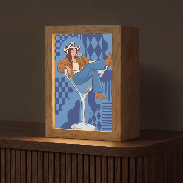 Gepersonaliseerde Lightbox - Vrouw - Martini glas - Abstract - Blauw - Kunst — 1