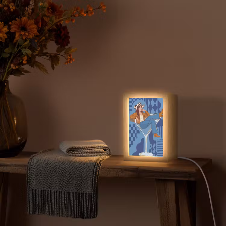 Gepersonaliseerde Lightbox - Vrouw - Martini glas - Abstract - Blauw - Kunst — 3