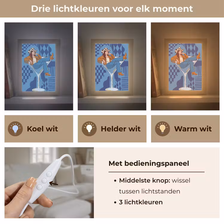 Gepersonaliseerde Lightbox - Vrouw - Martini glas - Abstract - Blauw - Kunst — 6