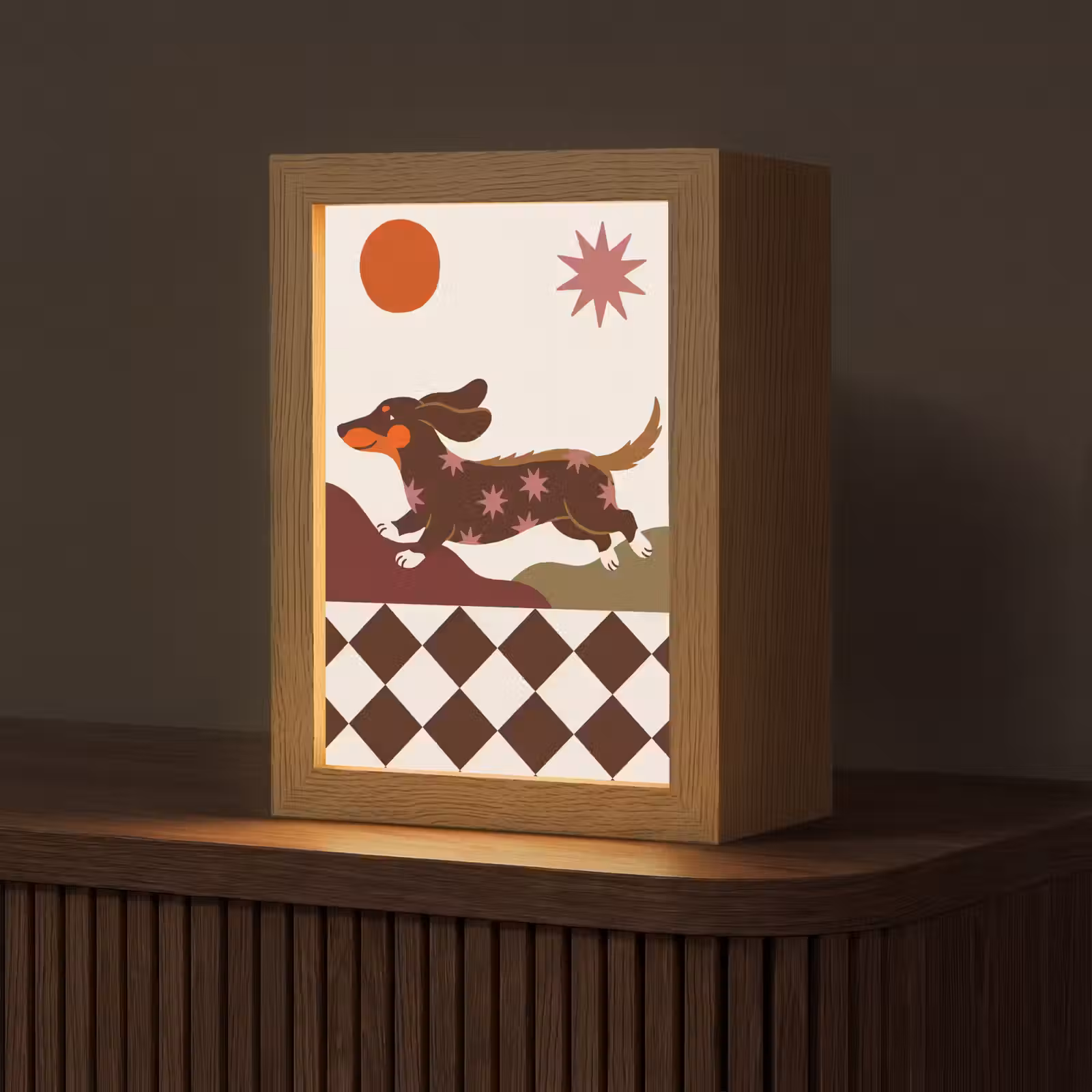 Gepersonaliseerde Lightbox - Hond - Abstract - Dieren - Modern - Bruin — 1