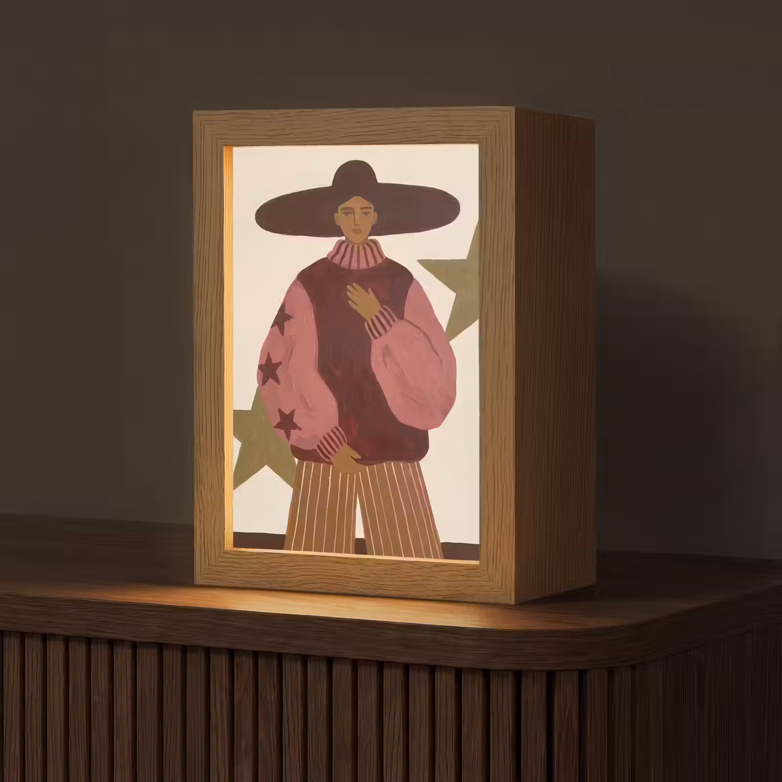 Gepersonaliseerde Lightbox - Vrouw - Hoed - Abstract - Modern - Portret — 1