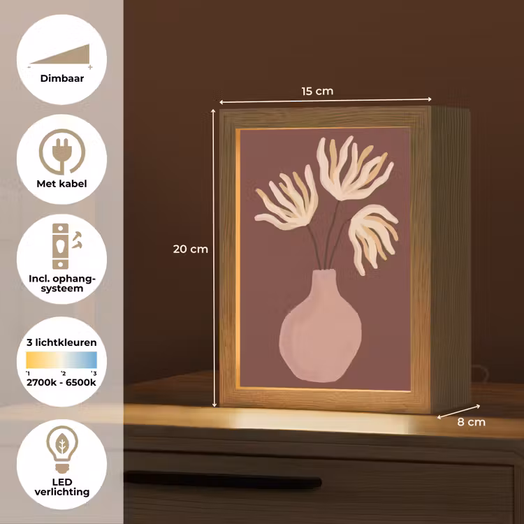 Gepersonaliseerde Lightbox - Bloemen - Vaas - Abstract - Modern - Aardetinten — 7
