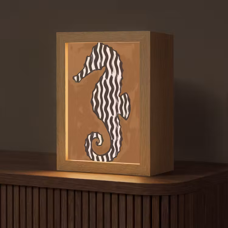 Gepersonaliseerde Lightbox - Dieren - Zeepaardje - Abstract - Bruin - Strepen — 1