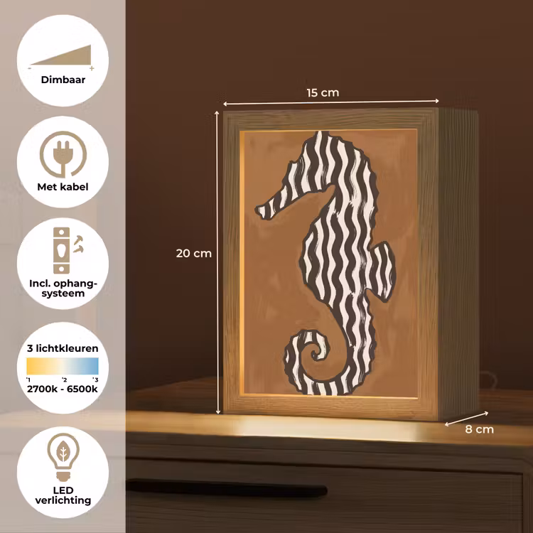 Gepersonaliseerde Lightbox - Dieren - Zeepaardje - Abstract - Bruin - Strepen — 7