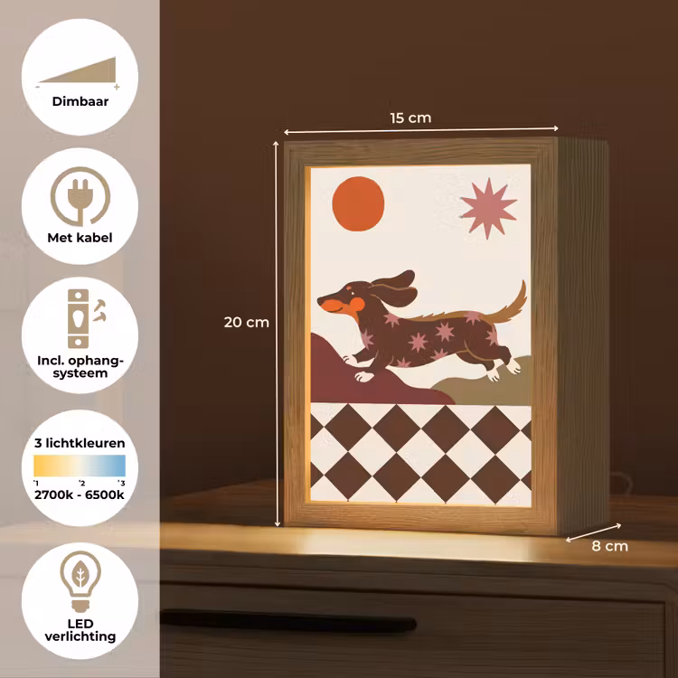 Gepersonaliseerde Lightbox - Hond - Abstract - Dieren - Modern - Bruin — 7