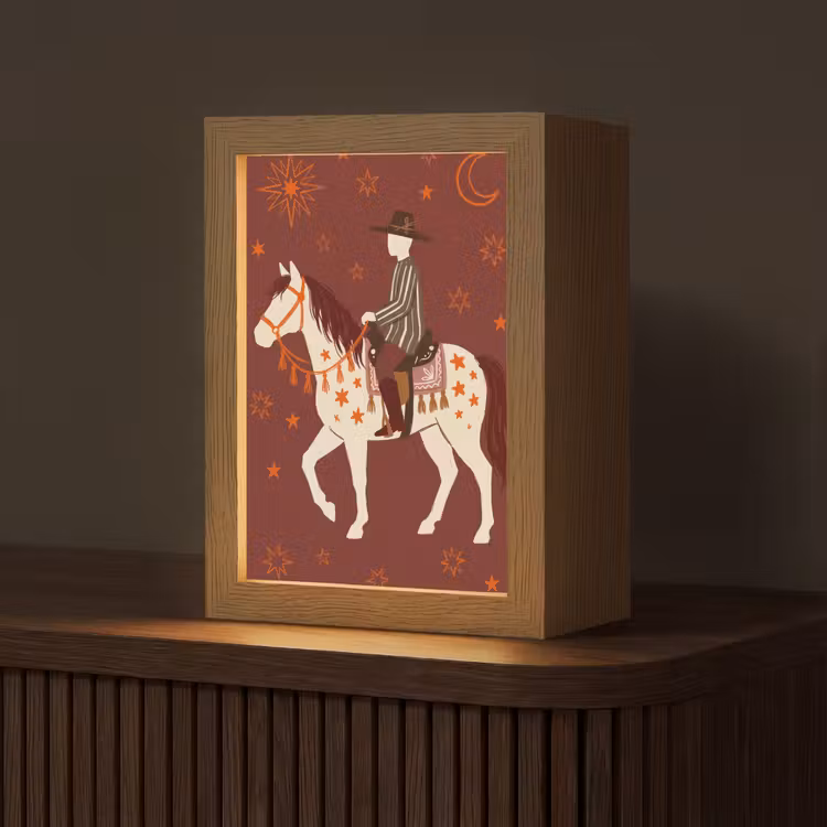 Gepersonaliseerde Lightbox - Paard - Ruiter - Sterren - Nacht - Illustratie — 1
