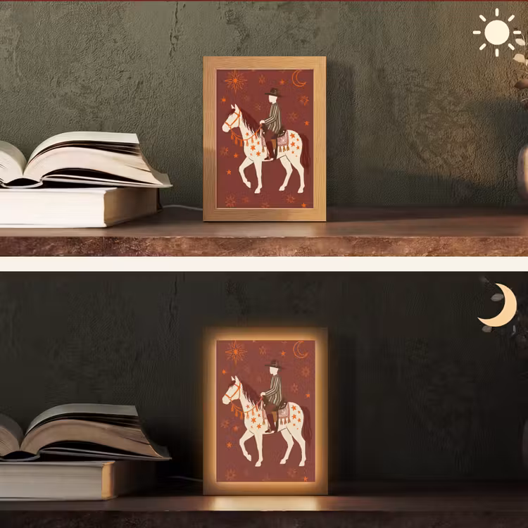 Gepersonaliseerde Lightbox - Paard - Ruiter - Sterren - Nacht - Illustratie — 5