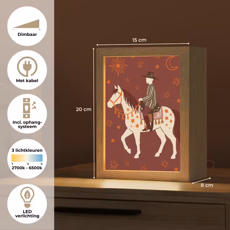 Gepersonaliseerde Lightbox - Paard - Ruiter - Sterren - Nacht - Illustratie — 7