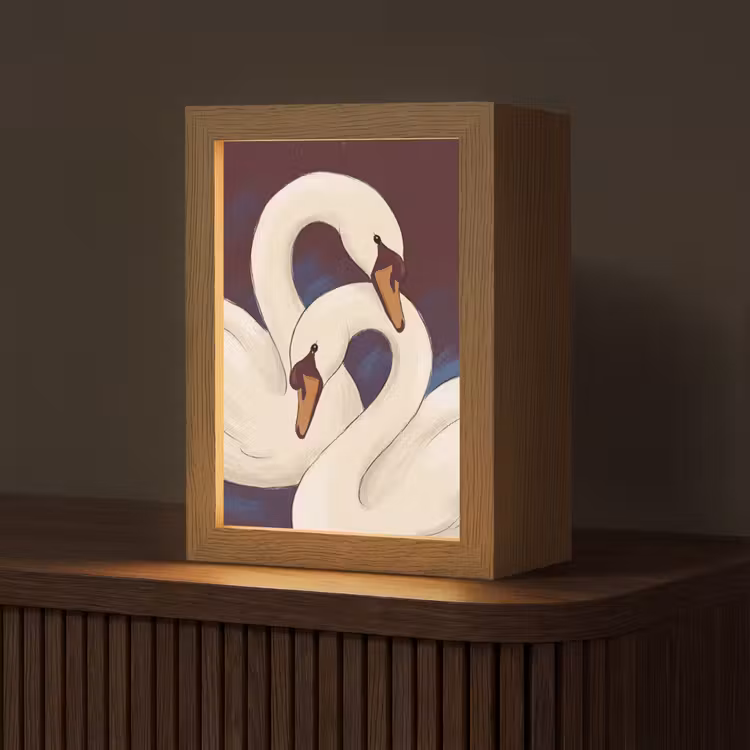 Gepersonaliseerde Lightbox - Vogel - Koppel - Liefde - Abstract - Wit — 1