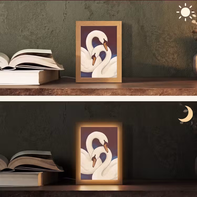 Gepersonaliseerde Lightbox - Vogel - Koppel - Liefde - Abstract - Wit — 5
