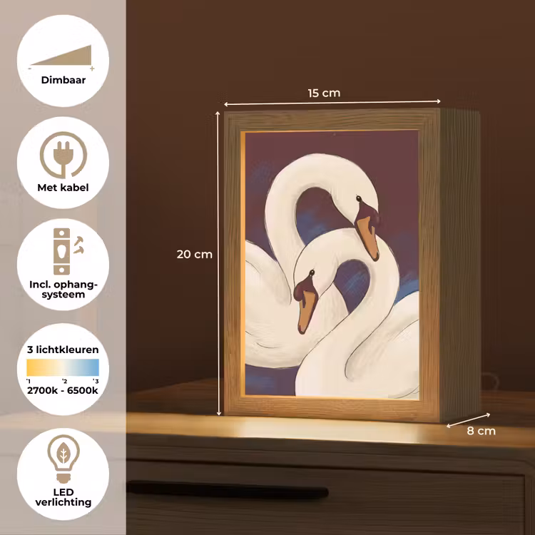 Gepersonaliseerde Lightbox - Vogel - Koppel - Liefde - Abstract - Wit — 7