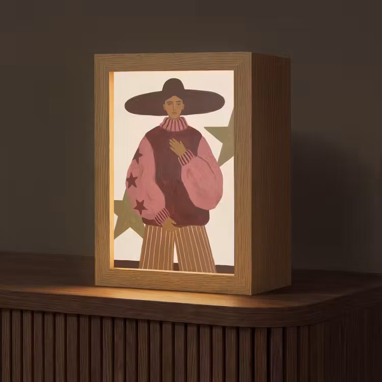 Gepersonaliseerde Lightbox - Vrouw - Hoed - Abstract - Modern - Portret — 1