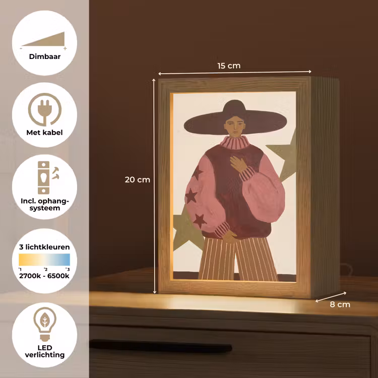 Gepersonaliseerde Lightbox - Vrouw - Hoed - Abstract - Modern - Portret — 7