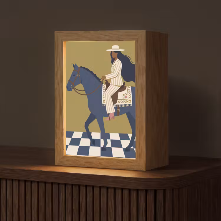 Gepersonaliseerde Lightbox - Vrouw - Paard - Rijden - Modern - Abstract — 1