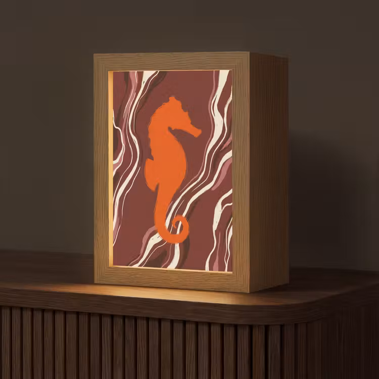 Gepersonaliseerde Lightbox - Zeepaardje - Golven - Zeeleven - Abstract - Oranje — 1