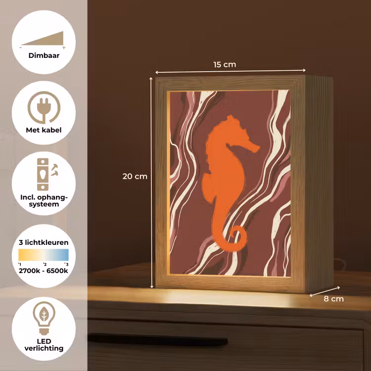 Gepersonaliseerde Lightbox - Zeepaardje - Golven - Zeeleven - Abstract - Oranje — 7