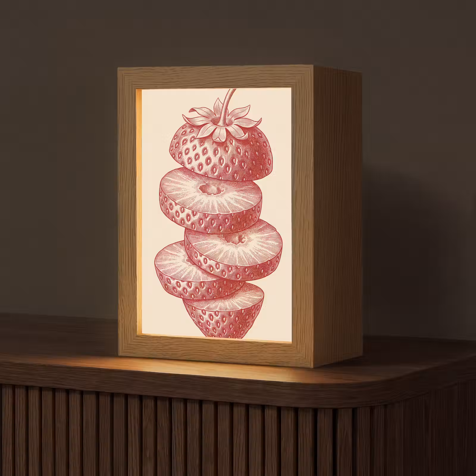 Gepersonaliseerde Lightbox - Fruit - Gesneden - Illustratie - Rood - Vintage — 1