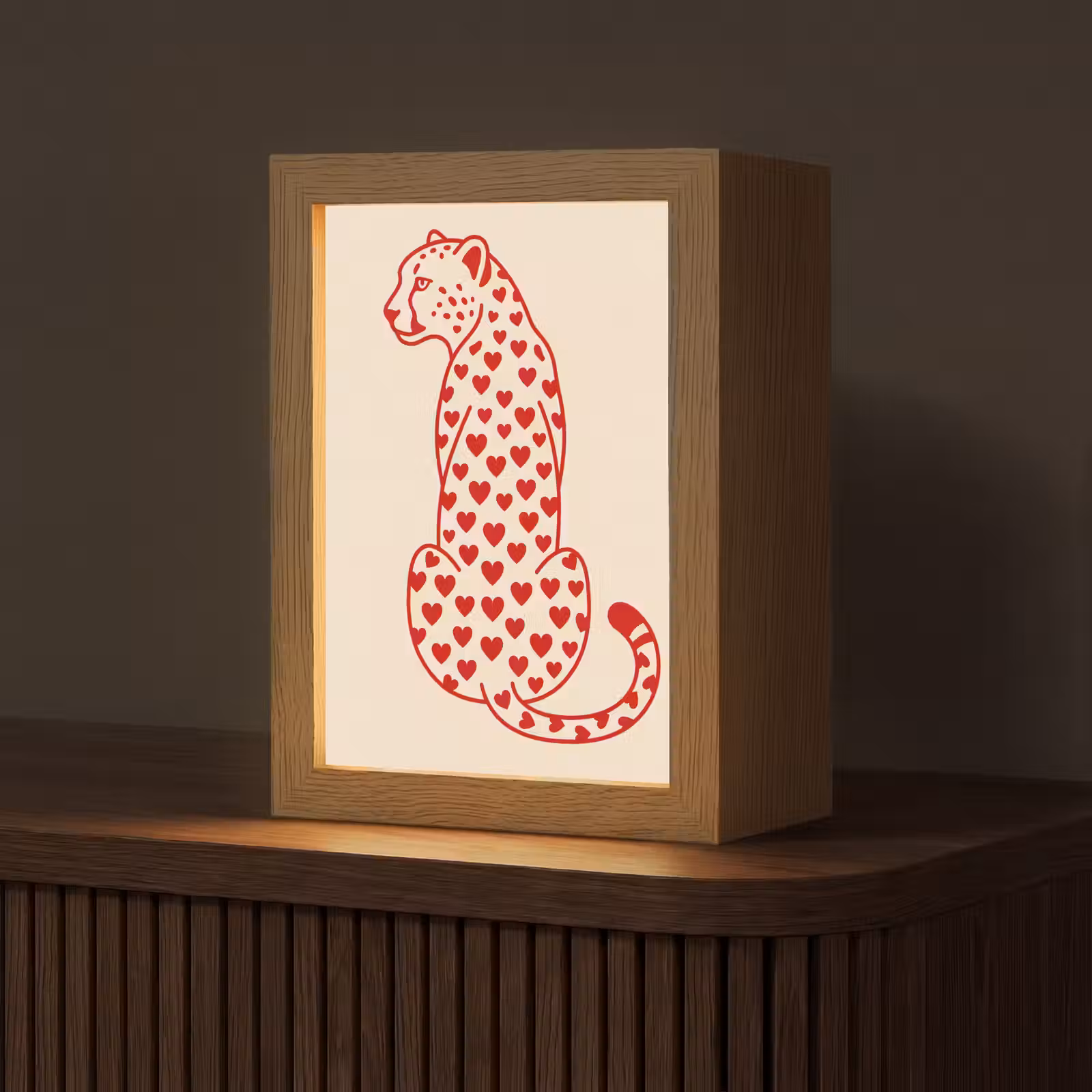 Gepersonaliseerde Lightbox - Kat - Harten - Dieren - Modern - Rood — 1
