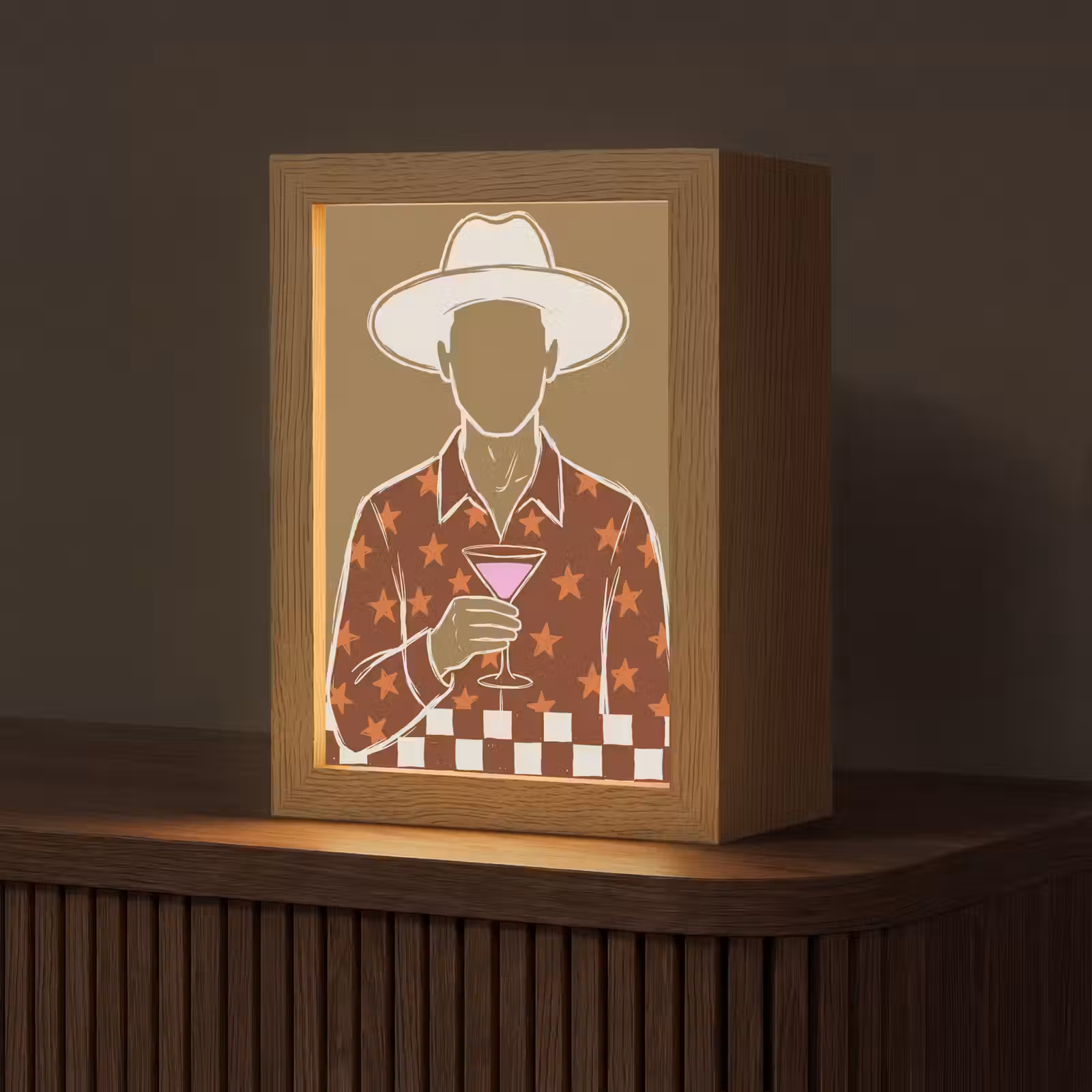 Gepersonaliseerde Lightbox - Mensen - Hoed - Cocktail - Abstract - Modern — 1