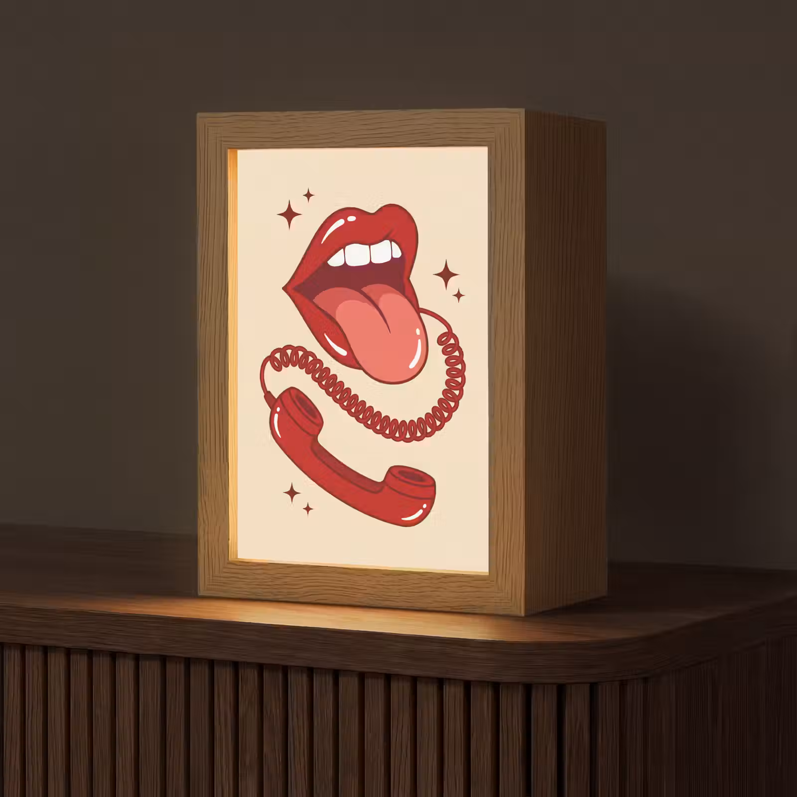 Gepersonaliseerde Lightbox - Mond - Telefoon - Popart - Rood - Illustratie — 1