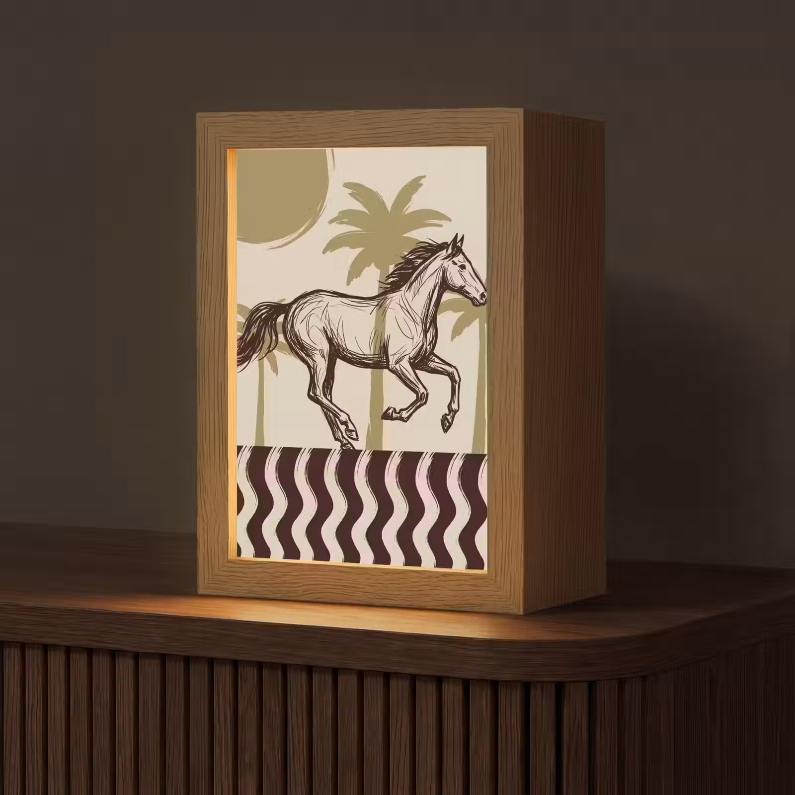 Gepersonaliseerde Lightbox - Paard - Galopperend - Woestijn - Illustratie — 1