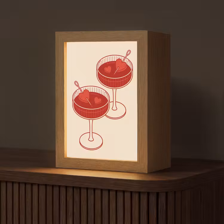 Gepersonaliseerde Lightbox - Cocktail - Hartjes - Liefde - Illustratie - Rood — 1