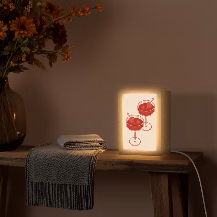 Gepersonaliseerde Lightbox - Cocktail - Hartjes - Liefde - Illustratie - Rood — 3