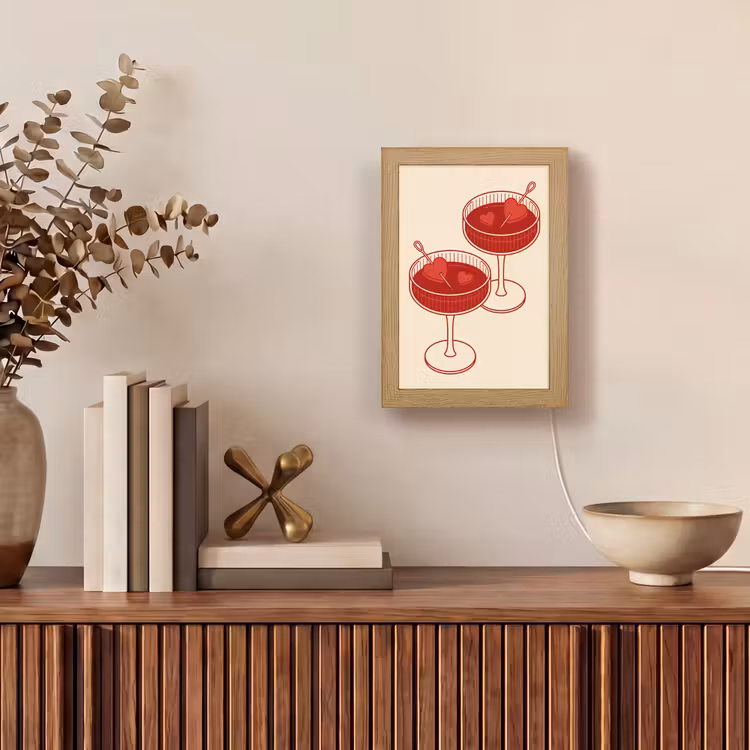 Gepersonaliseerde Lightbox - Cocktail - Hartjes - Liefde - Illustratie - Rood — 4