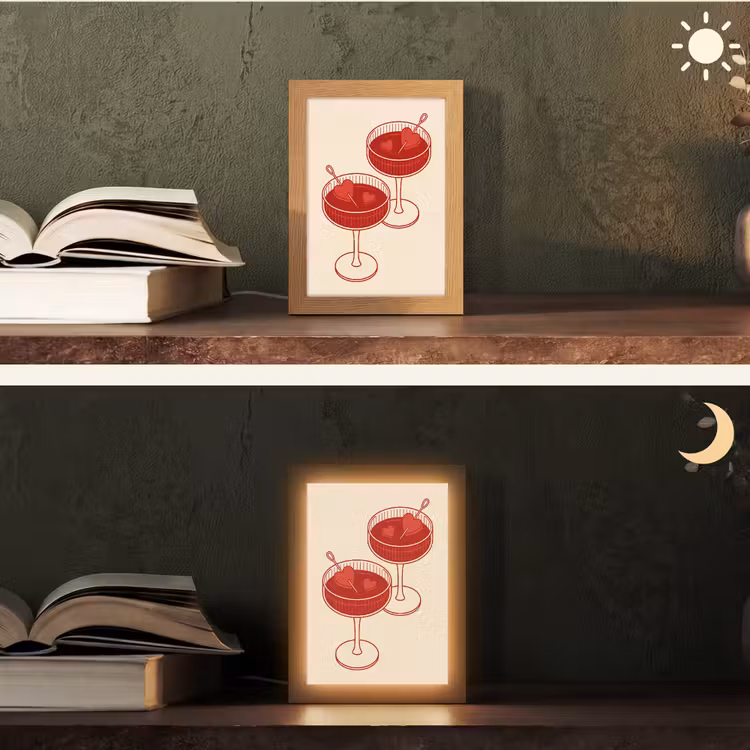 Gepersonaliseerde Lightbox - Cocktail - Hartjes - Liefde - Illustratie - Rood — 5