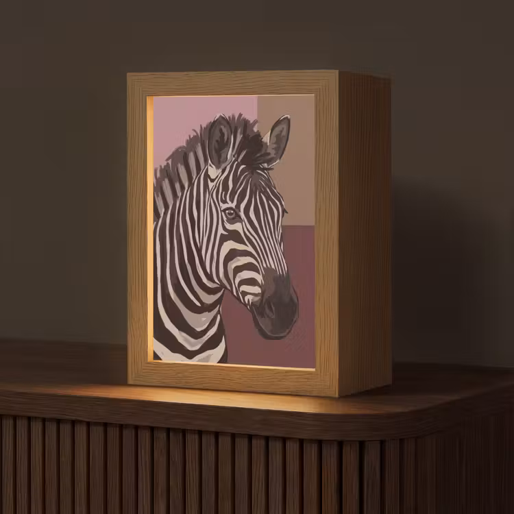 Gepersonaliseerde Lightbox - Dieren - Zebrahoofd - Wildlife - Modern - Bruin — 1