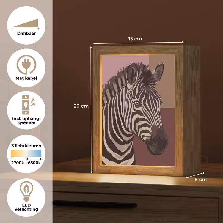 Gepersonaliseerde Lightbox - Dieren - Zebrahoofd - Wildlife - Modern - Bruin — 7