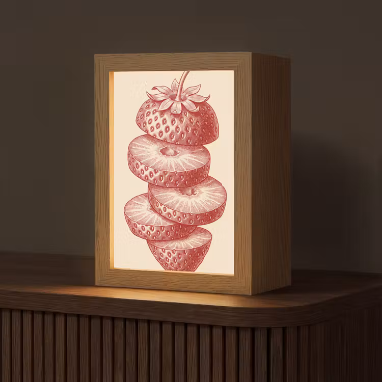 Gepersonaliseerde Lightbox - Fruit - Gesneden - Illustratie - Rood - Vintage — 1