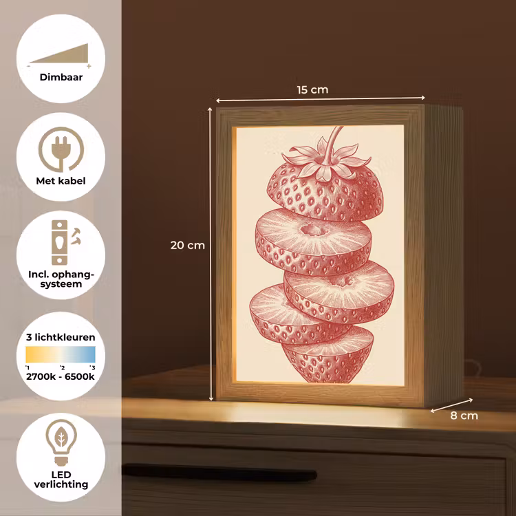 Gepersonaliseerde Lightbox - Fruit - Gesneden - Illustratie - Rood - Vintage — 7