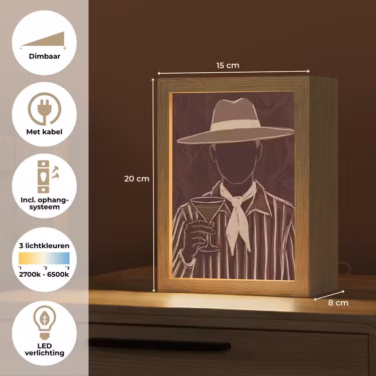 Gepersonaliseerde Lightbox - Mens - Hoed - Cocktail - Abstract - Bruin — 7