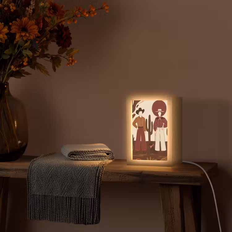 Gepersonaliseerde Lightbox - Mensen - Cowboykleding - Westerse stijl - Illustratie - Bruin — 3