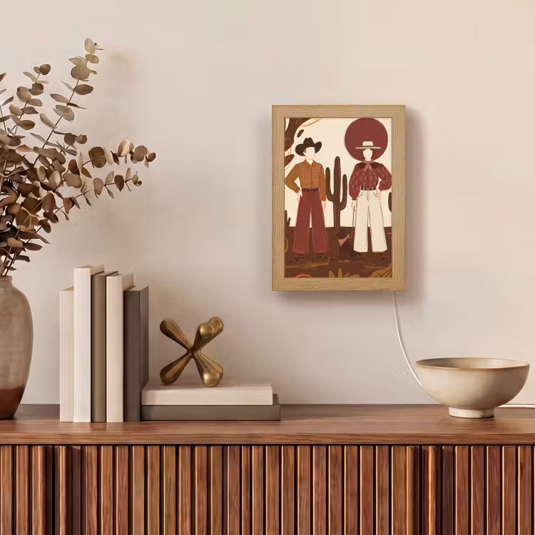 Gepersonaliseerde Lightbox - Mensen - Cowboykleding - Westerse stijl - Illustratie - Bruin — 4